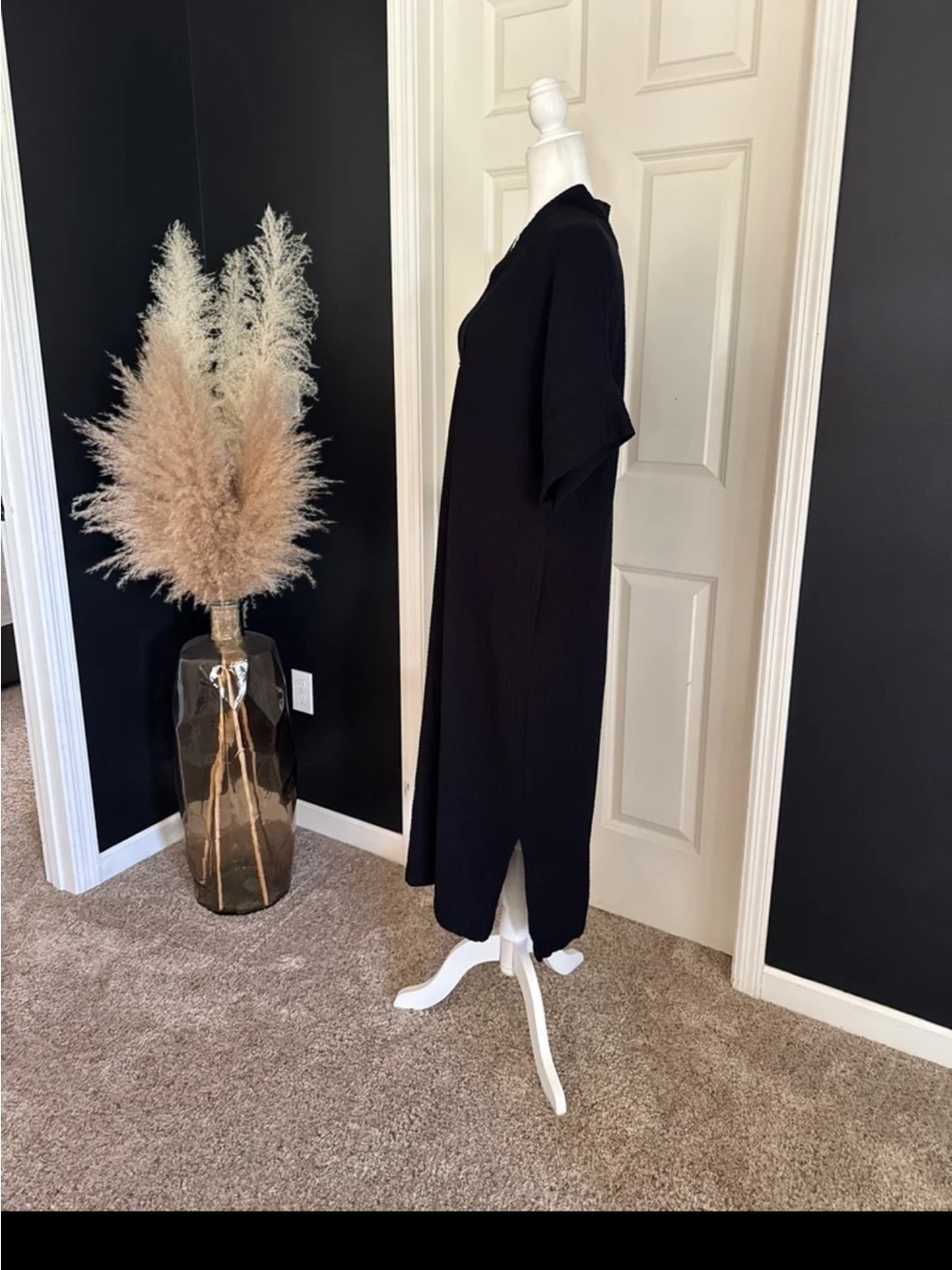 Uncle Frank Black Cotton Gauze Pullover Oversized Midi Dress size Small/Medium - Picture 4 of 12